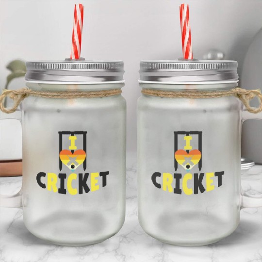 I Love Cricket Mason Jar Cups