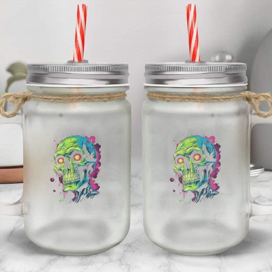 Neon Zombie Mason Jar Cups