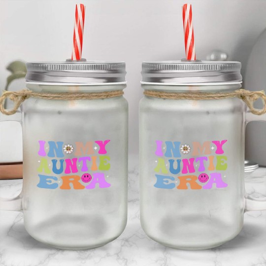 In My Auntie Era Baby Announcement for Aunt Mother Mason Jar Cups