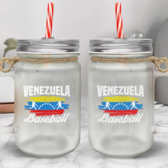 Venezuela Baseball Team Championship Mason Jar Cups