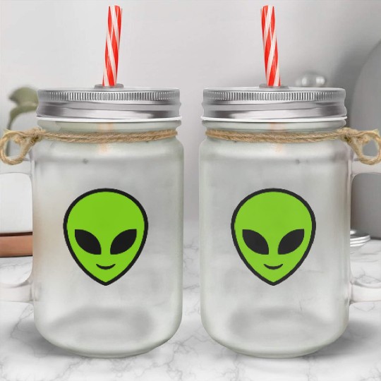 Alien. Green Alien head Mason Jar Cups