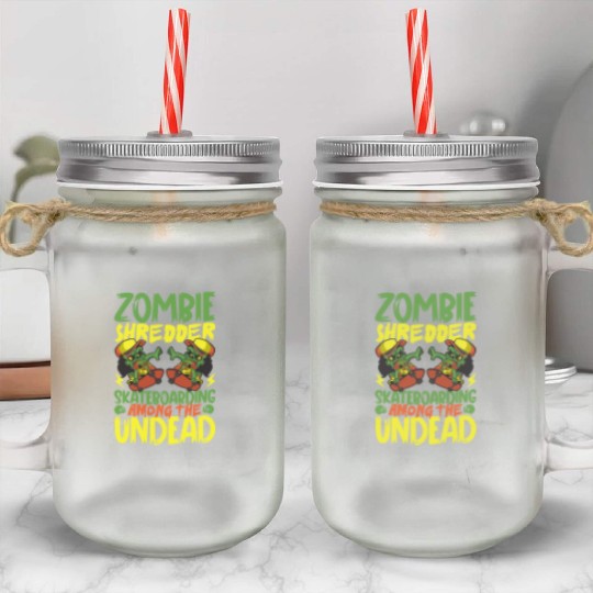 Spooky Horror Skateboarder Halloween Skateboarding Mason Jar Cups
