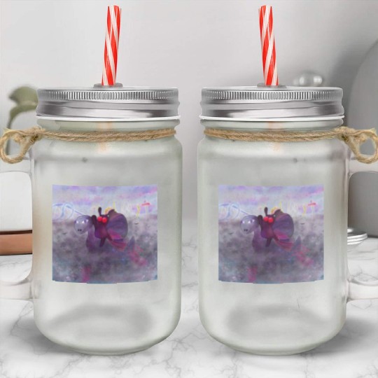 Mothman and Bessie the Lake Erie Monster's Vacay Mason Jar Cups
