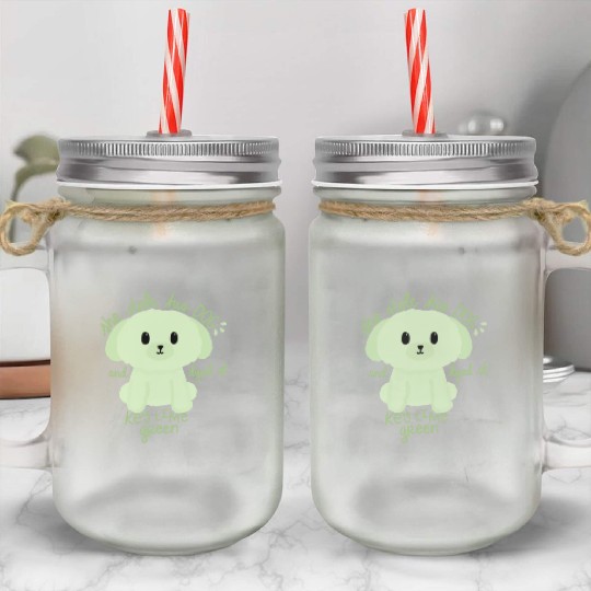 Key Lime Green Dog Mason Jar Cups