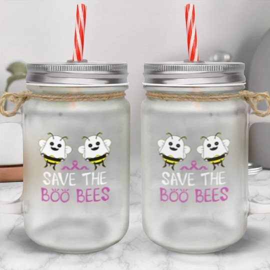 Save The Boo Bees Breast Cancer Awareness Mason Jar Cups