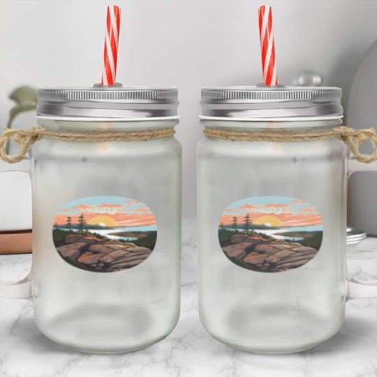 Cadillac Mountain Sunrise Mason Jar Cups