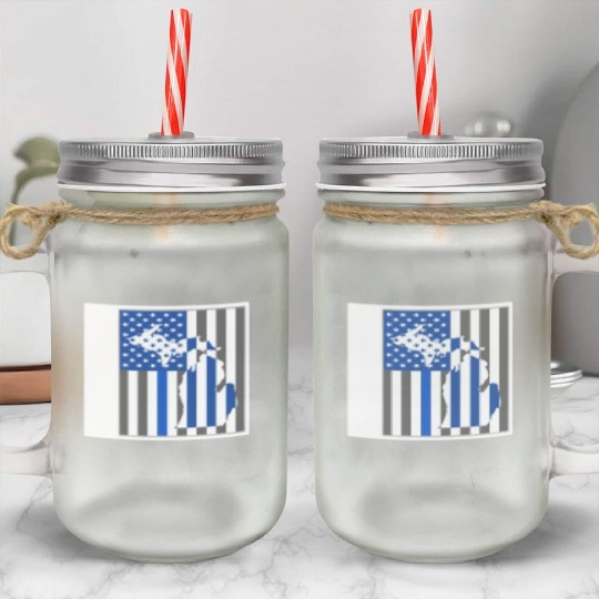 Police Mason Jar Cups, Michigan State Police Mason Jar Cups, Detroit