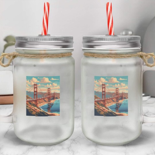 Golden Gate Bridge California Mason Jar Cups Mason Jar Cups, Golden