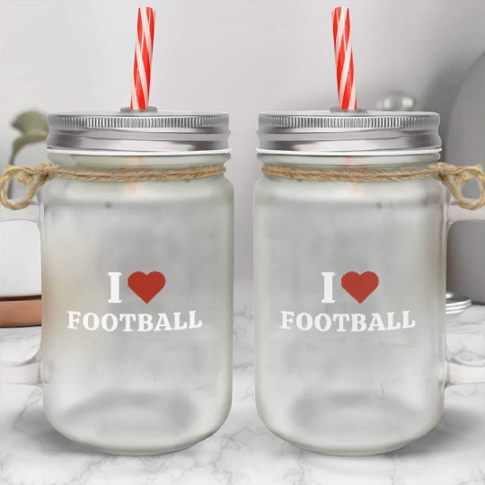 I Love Football Mason Jar Cups