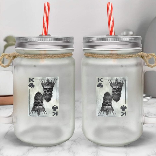 Gothic Card Game Clubs King Creepy Mason Jar Cups