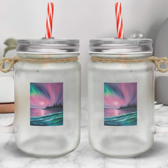 Northern lights Mason Jar Cups