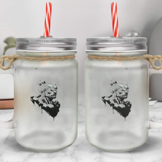 Monochrome Street Fighter: Akuma's Knightly FanAr Mason Jar Cups