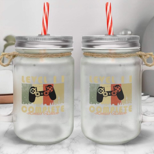 11th birthday level 11 gamer gift Mason Jar Cups