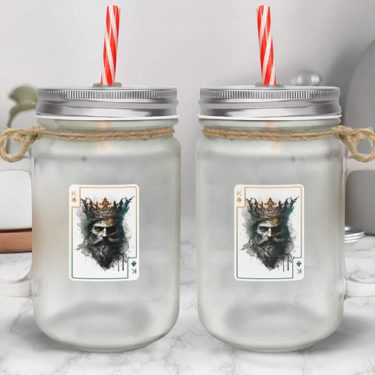 King Spades Halloween Creepy Gothic Poker Mason Jar Cups