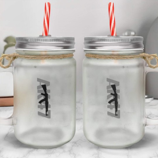 AK-47 Russian Assault Rifle Urban Wear Design Mason Jar Cups