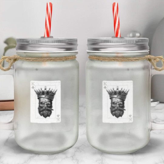 Card Game Gothic Halloween Poker Creepy Mason Jar Cups