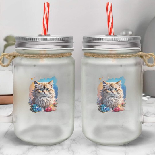 Persian Cat Mason Jar Cups