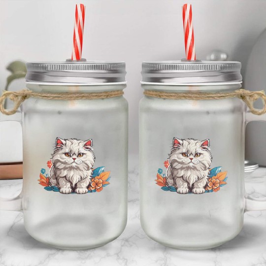 Persian Cat Mason Jar Cups