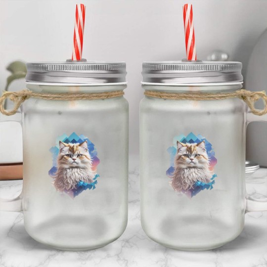 Persian Cat Mason Jar Cups
