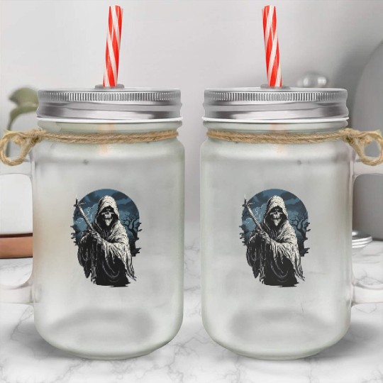 Spooky Halloween Grim Reaper Mason Jar Cups