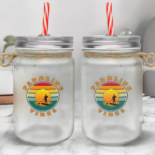 Paddling Vibes – Sun retro - Paddle Boarder Mason Jar Cups