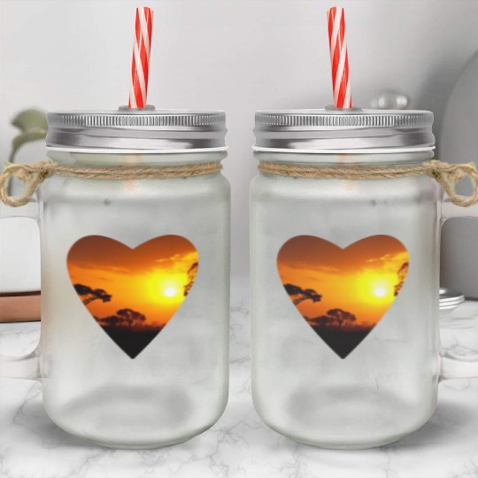 LOVE of African Heart Mason Jar Cups