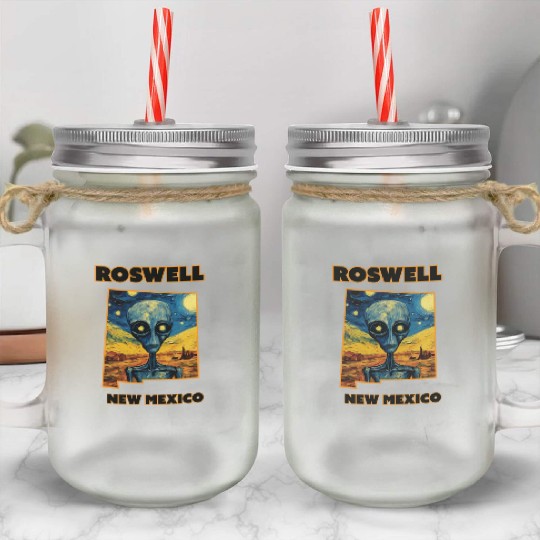 Roswell New Mexico - Alien Mason Jar Cups