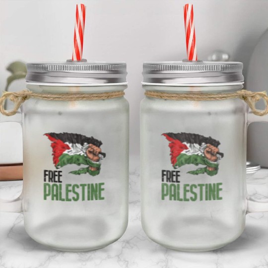 FREE PALESTINE FLAG GAZA Mason Jar Cups