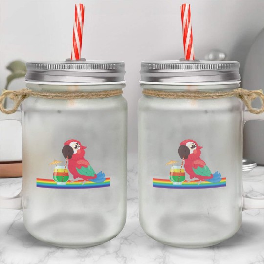 parrot bird of jimmy buffett Mason Jar Cups