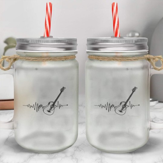 Bass Guitar Notes Heartbeat - Bass Guitar - Bass Mason Jar Cups