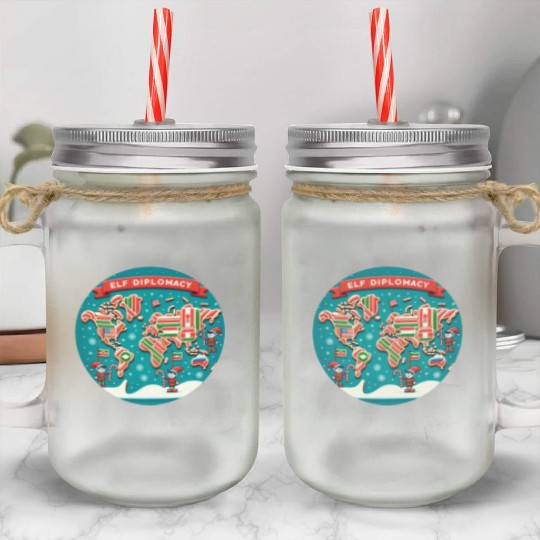Elf Diplomacy - World Map of Sweet Connections Mason Jar Cups