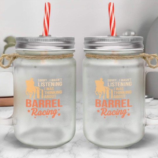 Horseback Riding Cowgirl Funny Barrel Racing Mason Jar Cups