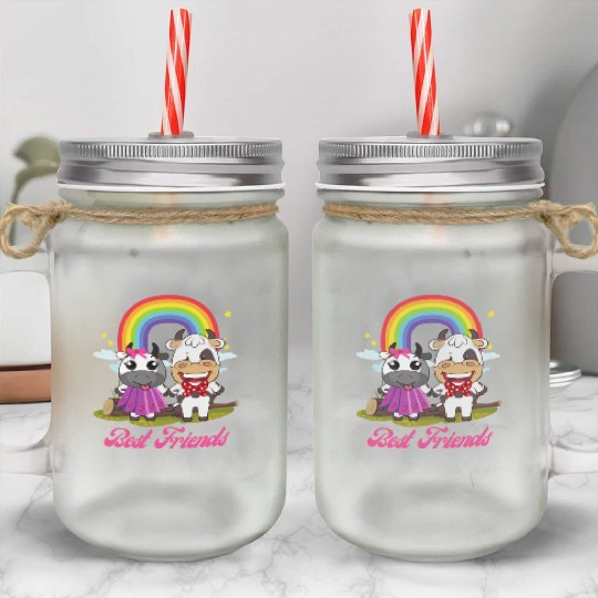Cow Mooey Cute Strawberry Cow Best Friends Mason Jar Cups