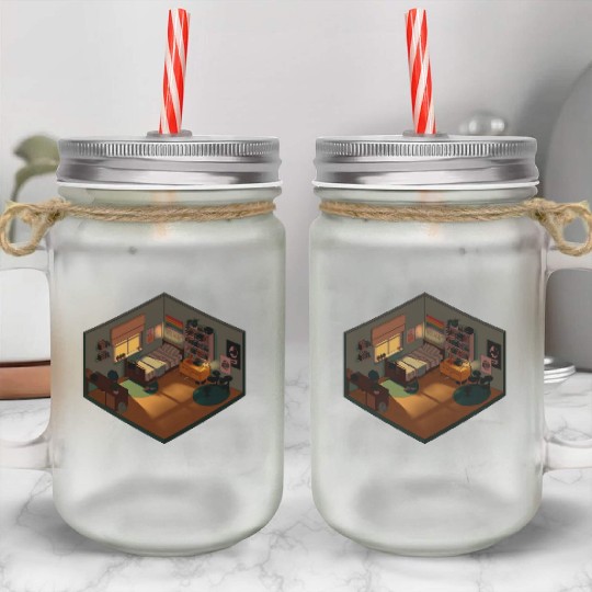 Heartstopper isometric bedroom Mason Jar Cups