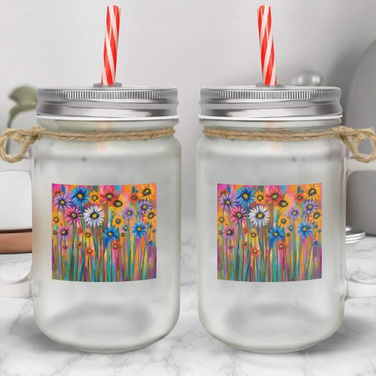 Wildflowers graffiti Mason Jar Cups