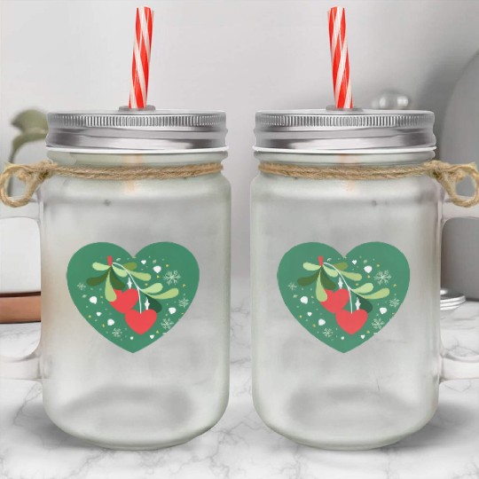 Mistletoe Hearts Mason Jar Cups