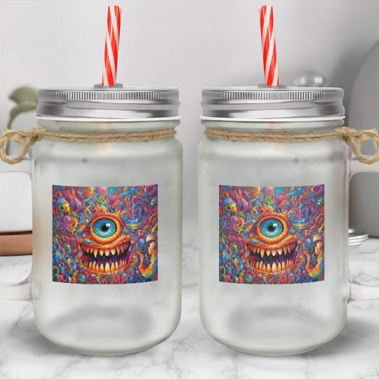 Going On a Little Trip - Cyclops and Teeth Psyched Mason Jar Cups