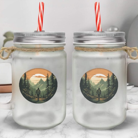 Forest nature trekking adventure Mason Jar Cups
