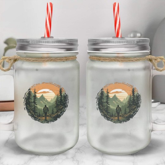 Forest nature trekking adventure Mason Jar Cups