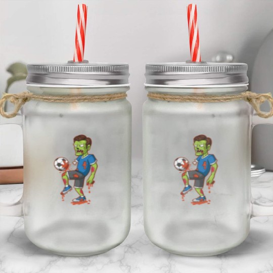 Soccer Player Zombie Trick Or Treat Halloween Mason Jar Cups