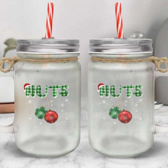 Chest Nuts Christmas Funny Couple Matching Mason Jar Cups