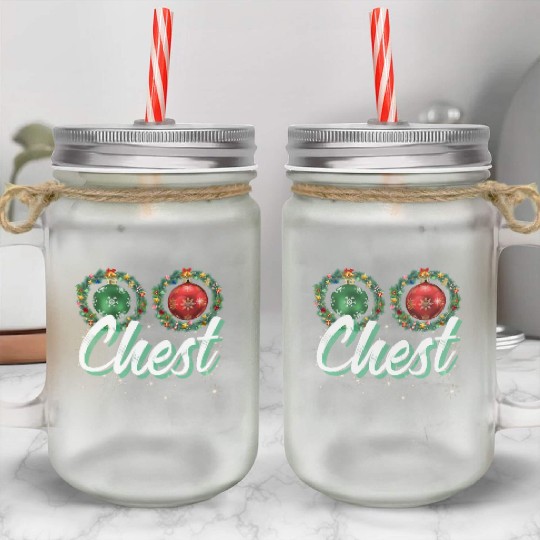 Chest Nuts Christmas Couple Funny Matching Mason Jar Cups