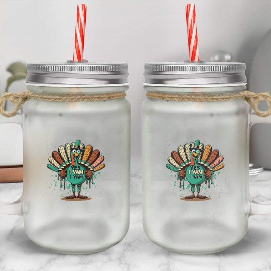 Thanksgiving Yes I Yam Funny Couple Mason Jar Cups