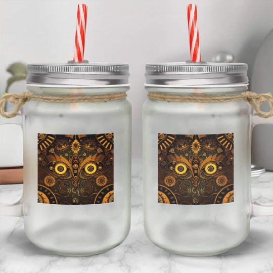 New Age 1920s Abstract Steampunk Design Mason Jar Cups