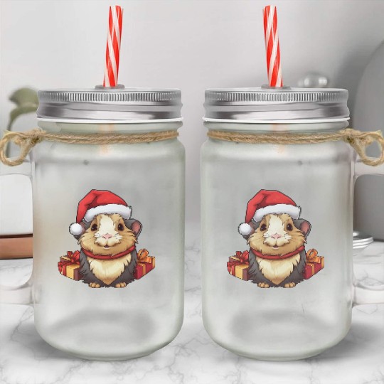 Guinea pig Christmas Mason Jar Cups