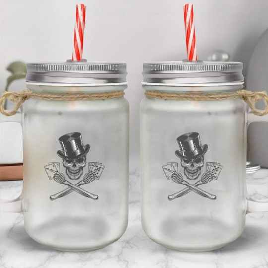 Cards Skull Mason Jar Cups