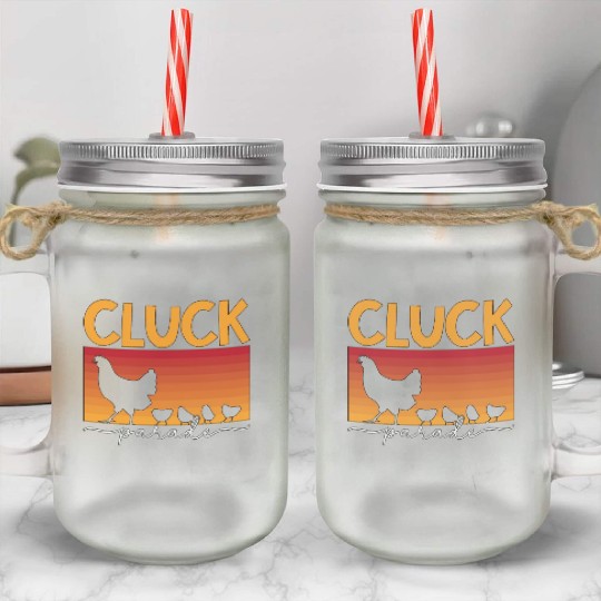 Poultry Farmer Cluck Parade Chicken Coop Farming Mason Jar Cups