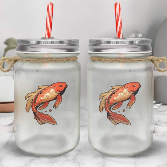 Koi Fish Japanese Carp Pond Mason Jar Cups