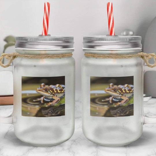 Rain frog" cute crazy leopard frog Mason Jar Cups