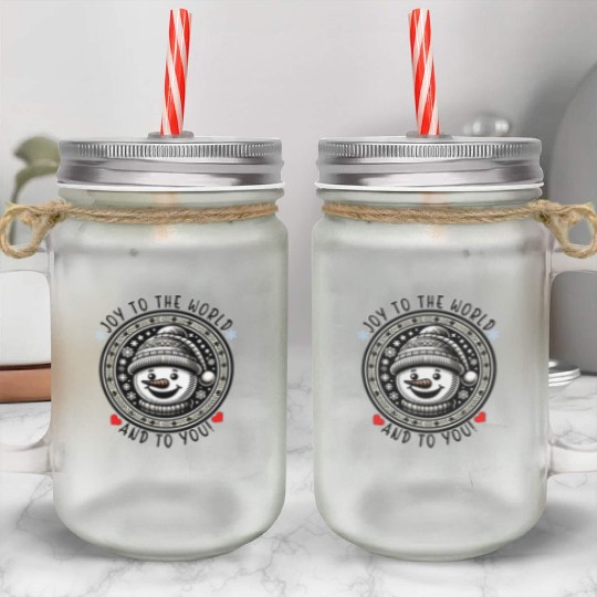 Family Christmas - Joy To The World And To You Mason Jar Cups